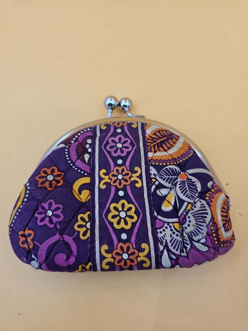 Vera Bradley Watercolor Quilted Floral Coin Purse Kiss Lock Pouch